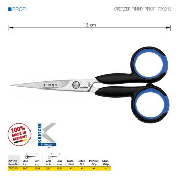 KRETZER FINNY PROFI 770213 Ножницы для вышивки и точной работы, длина 5"/ 13 см, остроконечные. Производство Германия KRETZER SOLINGEN