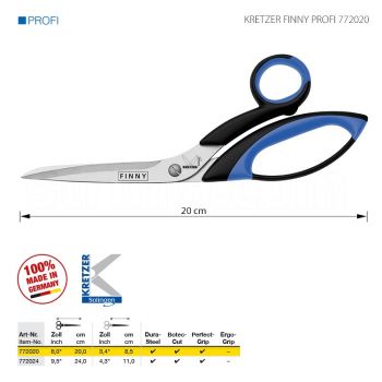 KRETZER FINNY PROFI 772020 Портновские ножницы, длина 8"/ 20 см. Производство Германия KRETZER SOLINGEN