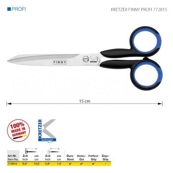 KRETZER FINNY PROFI 772815 Портновские ножницы, длина 6"/15 см. Производство Германия KRETZER SOLINGEN